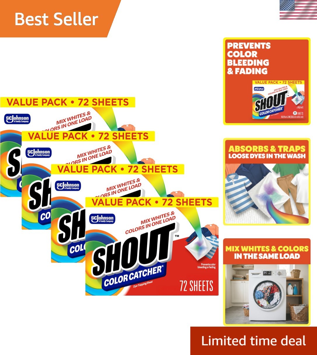 Shout Color Catcher Sheets for Laundry, Allow Mixed Washes, Prevents Color Ru…