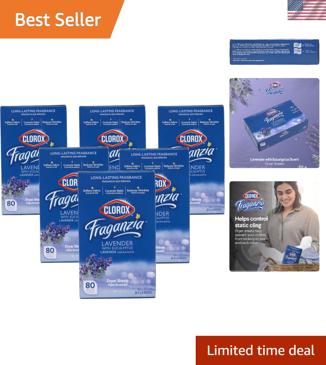 Wrinkle-Reducing Lavender Eucalyptus Dryer Sheets – 480 Total Softening Sheets