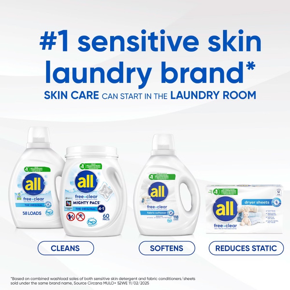 All Unscented Free Clear for Sensitive Skin HE Liquid Laundry Detergent