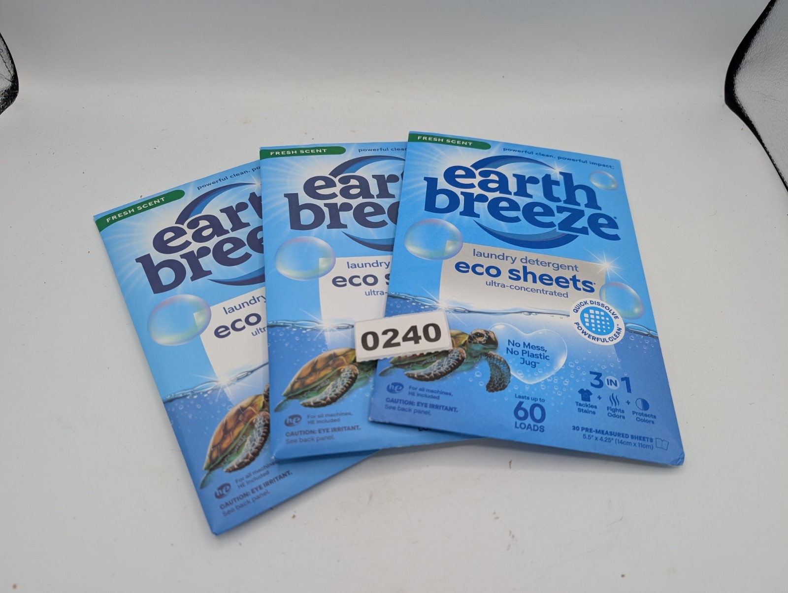 (Lot of 3) Earth Breeze Laundry Detergent Eco-Sheets 180-Loads Total Fresh Scent