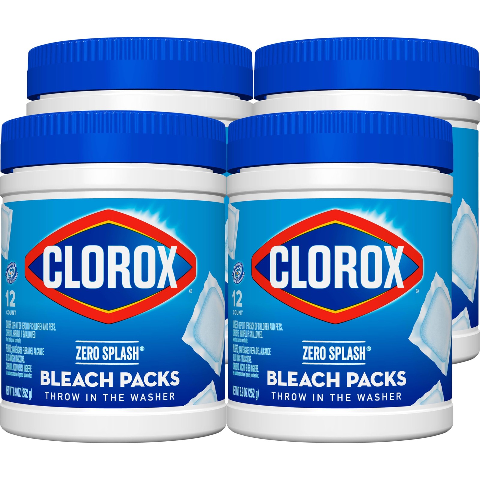 Clorox Zero Splash Bleach Packs – Laundry Pods, 4 Pack, Regular scent, Tablet…