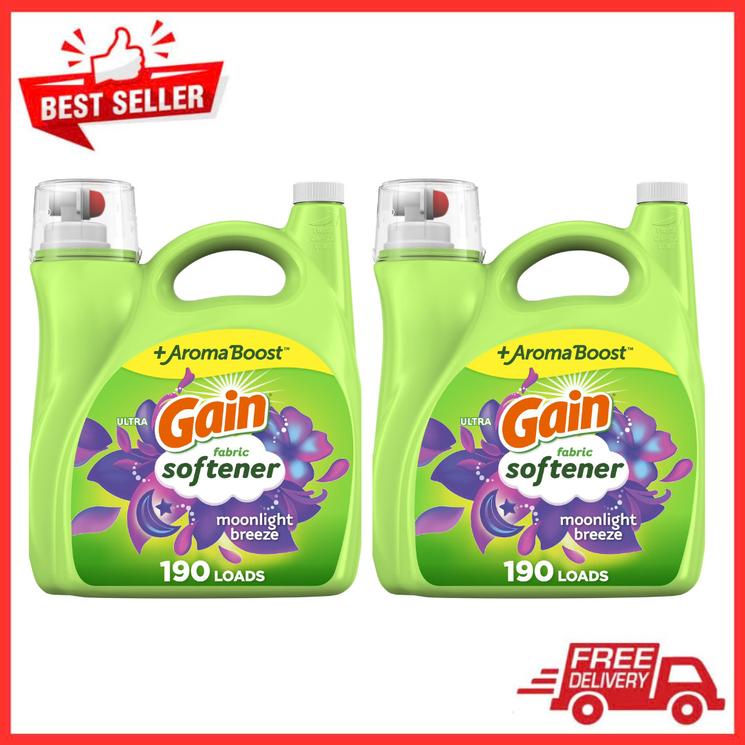 2 Pack Gain Liquid Fabric Softener, Moonlight Breeze Scent, 140 fl oz, 190 Loads