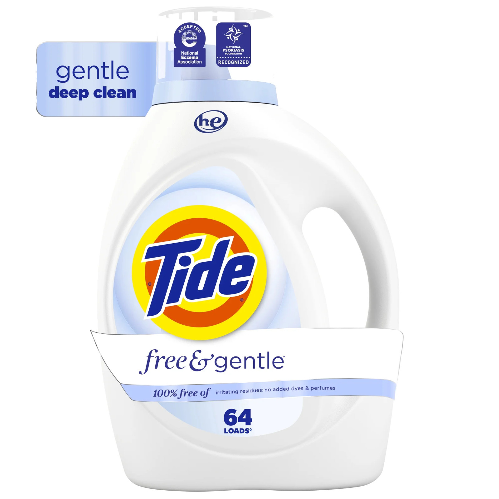 Tide Free & Gentle Liquid Laundry Detergent, 64 Loads, 84 fl oz, Tide Laundry De