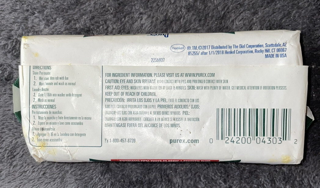 Fels Naptha Purex Laundry Bar and Stain Remover, 5 Ounce Made In USA