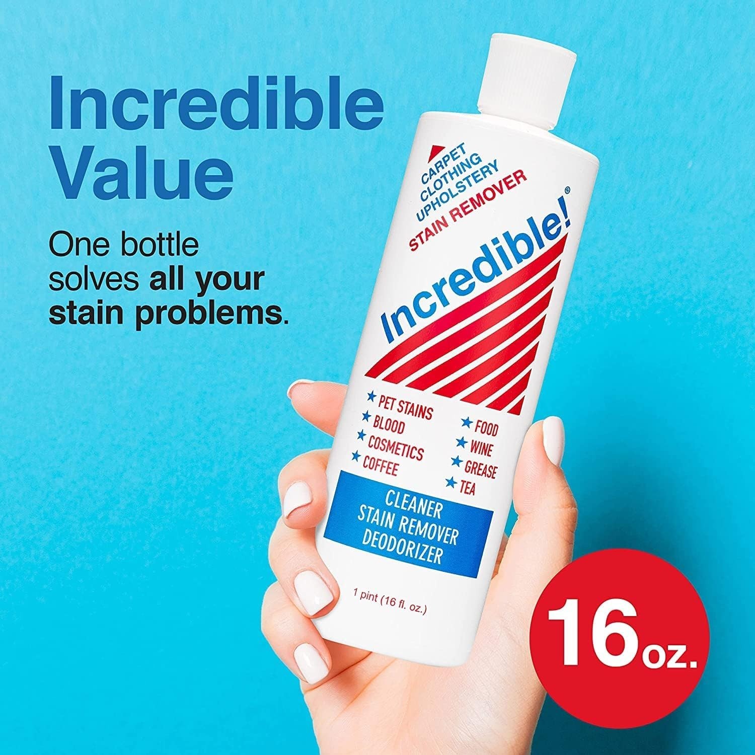 Incredible Stain Remover 16 Fl Oz Pack of 2 Tough on Stains Safe for Family Pets