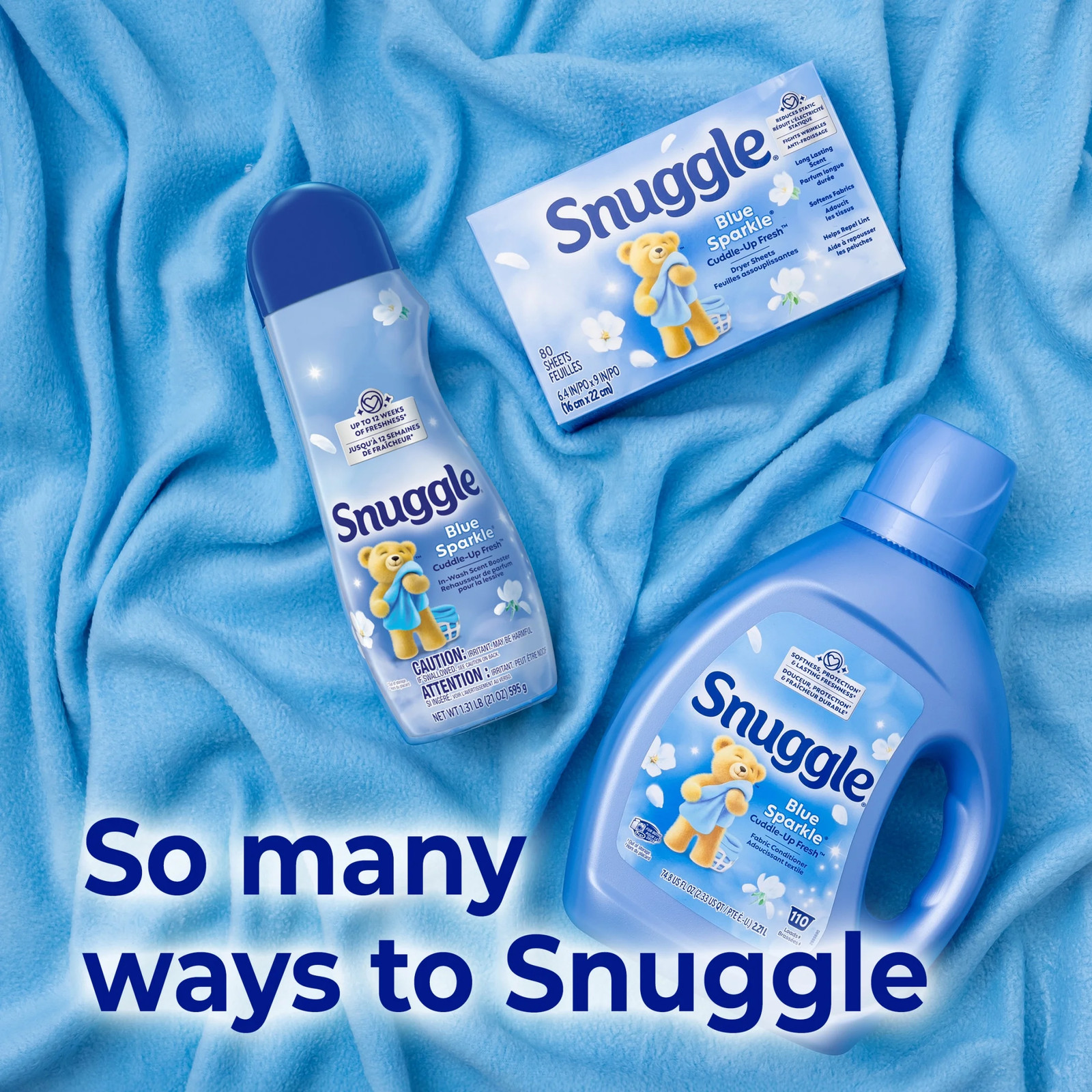 Liquid Fabric Softener, Cuddle-Up Fresh Blue Sparkle, 66 oz, 97 Loads