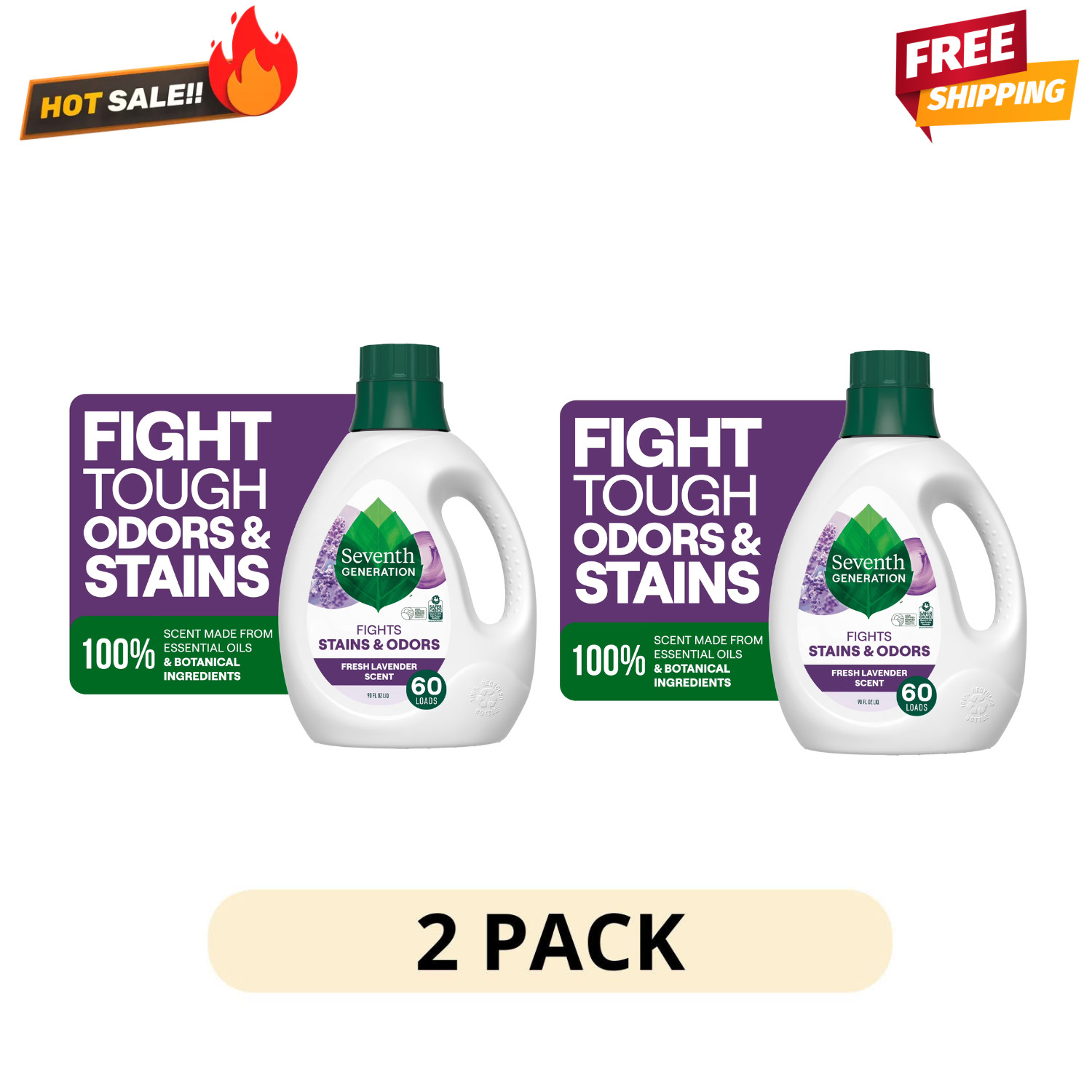 2 Pack Seventh Generation Floral Lavender Laundry Detergent 90 Oz 60 Loads