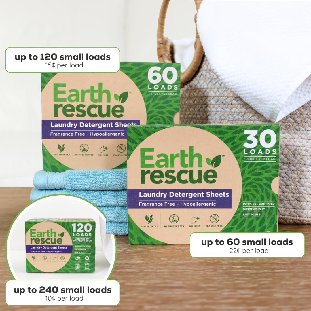 Laundry Detergent Sheets – up to 60 Loads (30 Sheets) – Unscented,Hypoallergenic