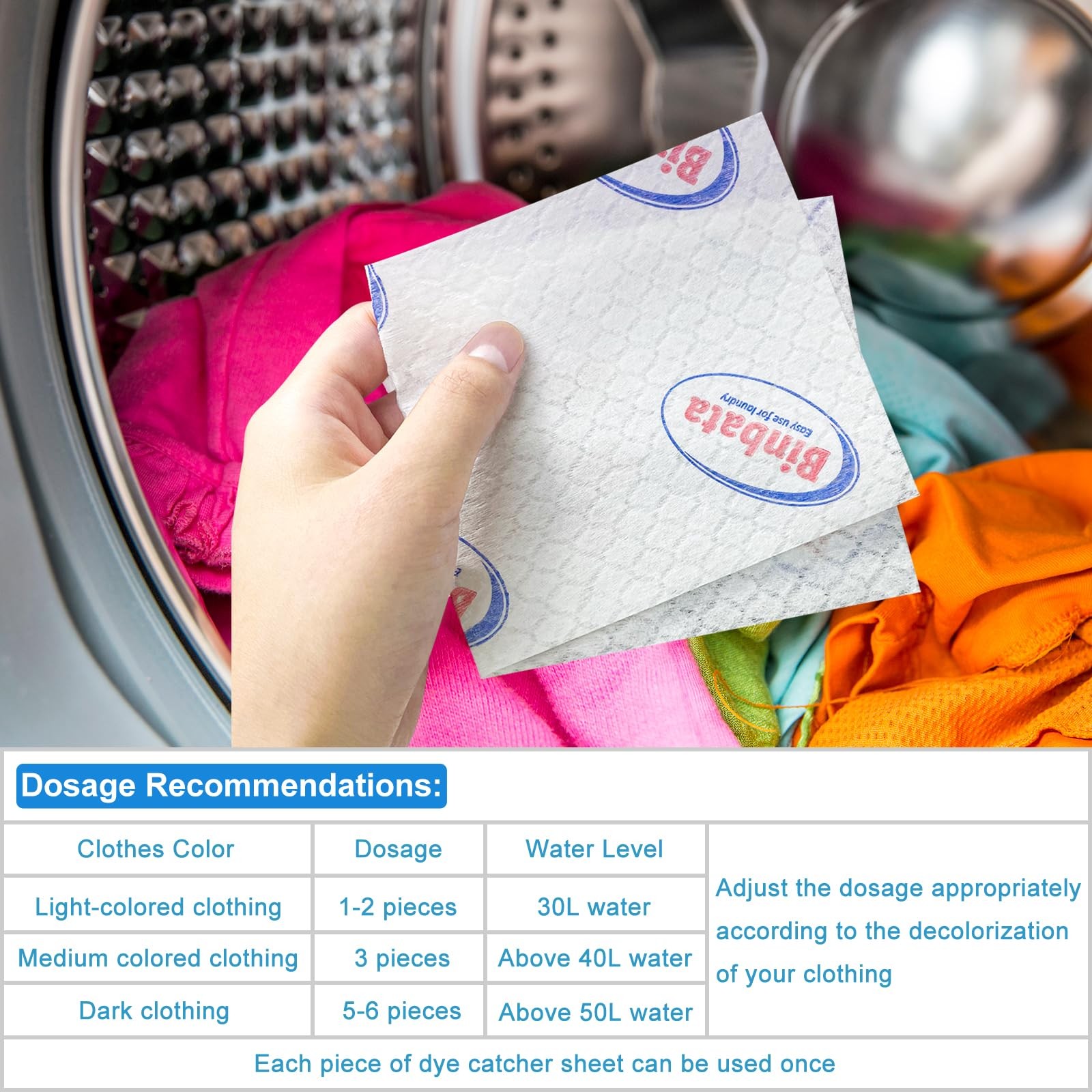Binbata Color Grasper for Laundry 110 Count, Dye 110 Count (Pack of 1), White
