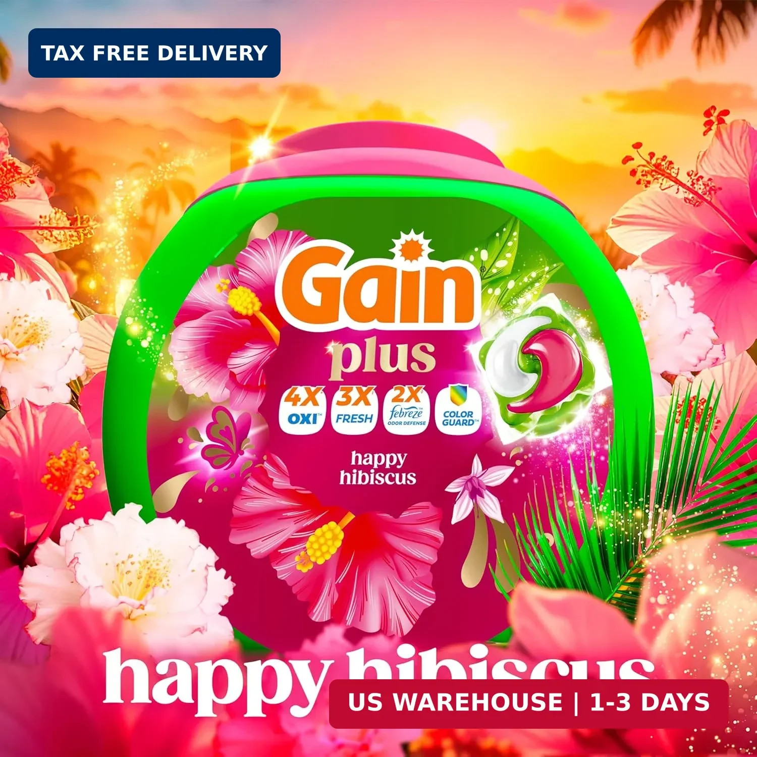 Gain Plus Flings Liquid Washing Detergent Pods, Gain’s Best Clean, All-In-One, H