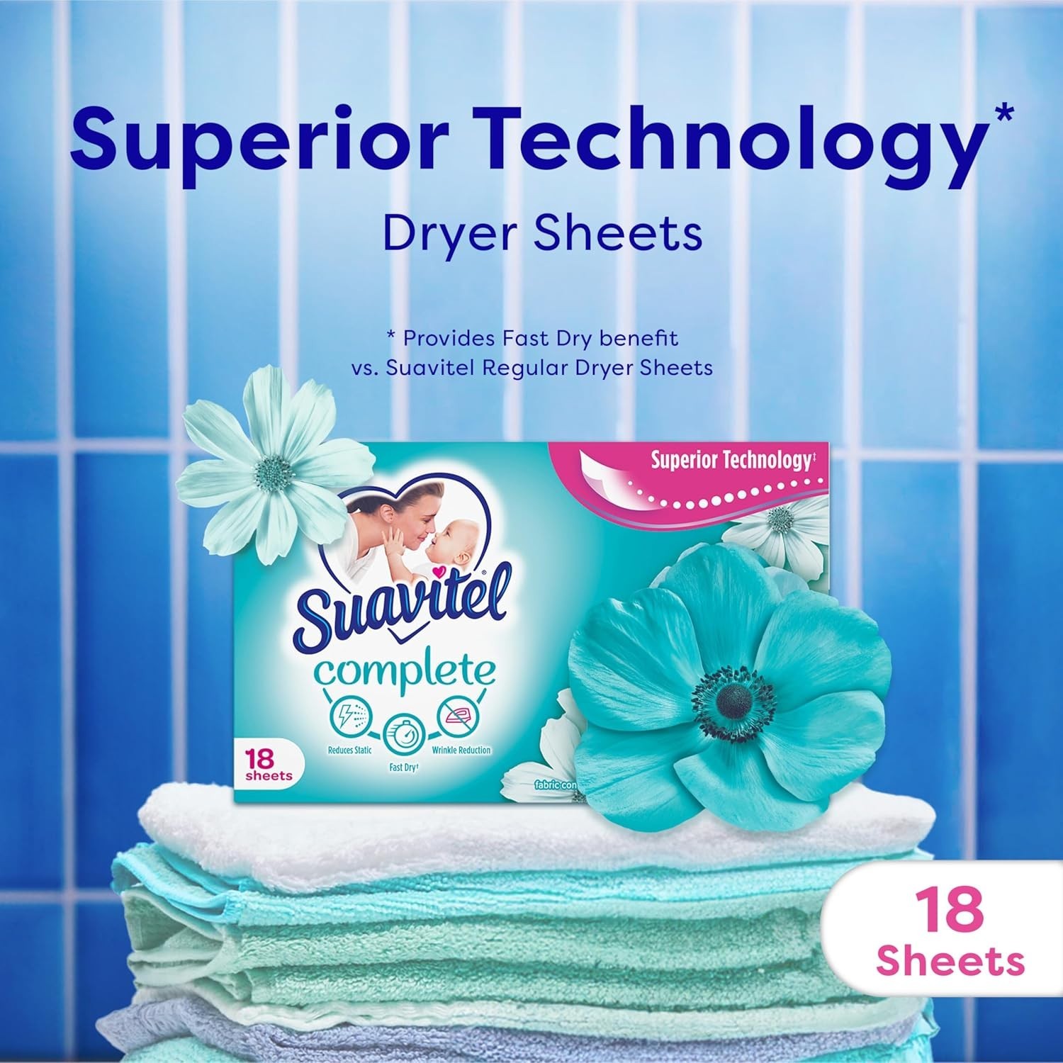 Complete Dryer Sheets, Waterfall Mist Scent, 18 Ct