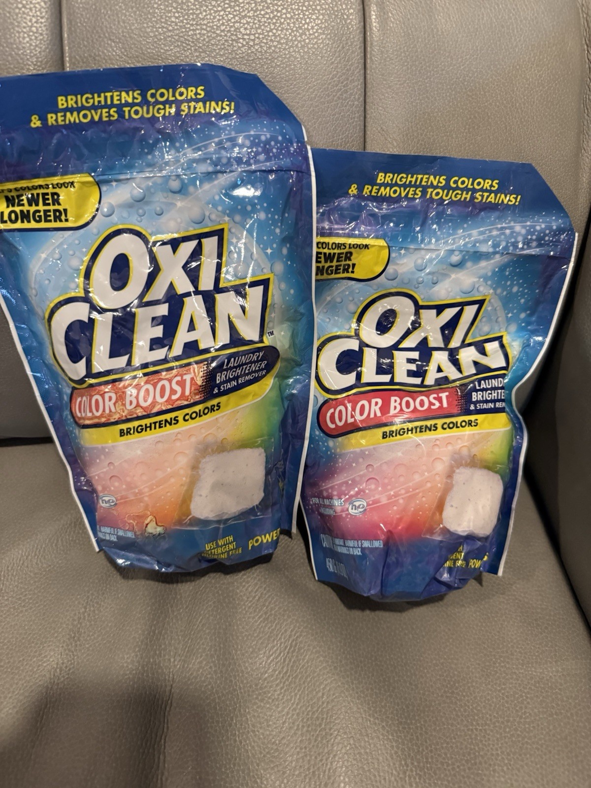 (2) OxiClean Color Boost Laundry Brightener & Stain Remover Power Paks 18 Each