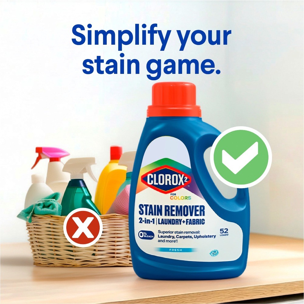 Color stain remover, 2-in-1 laundry detergent, bleach-free, fresh scent,33fl oz