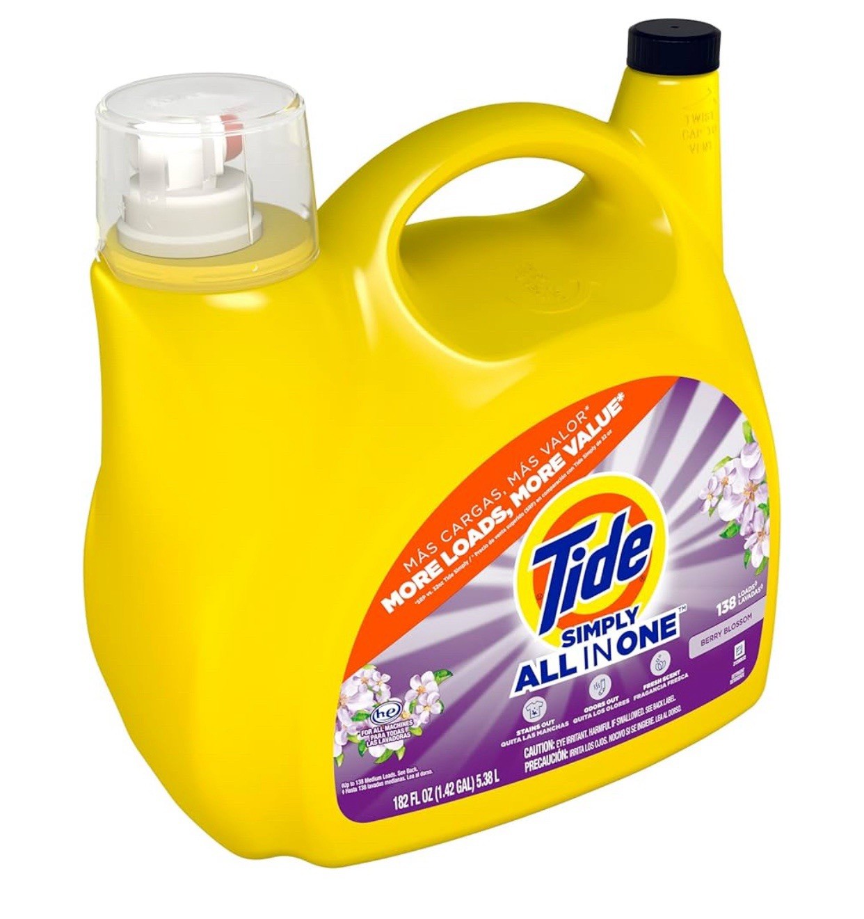 Tide Simply 🌸 All-In-One Liquid Laundry Detergent, 138 Loads, 182 fl oz