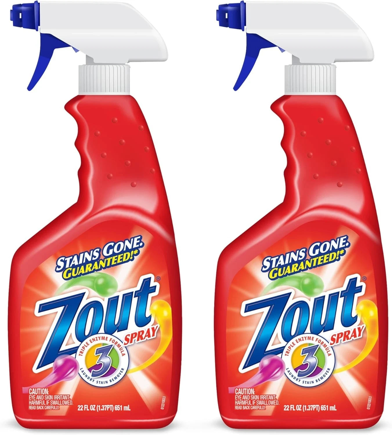 2 Pack of Zout Stain Remover Triple Enzyme Spray 22 Ounce