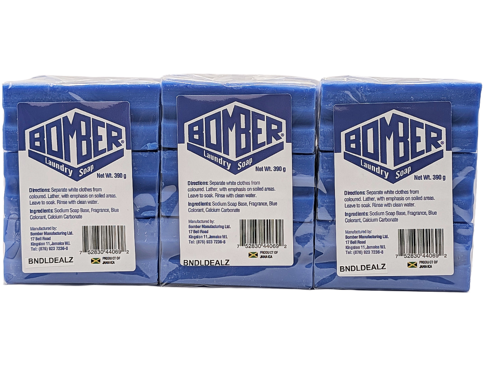 Blue Bomber Cake Soap 9 Bars (3 Packs 390g Each) | Jamaican Blue Soap Bar