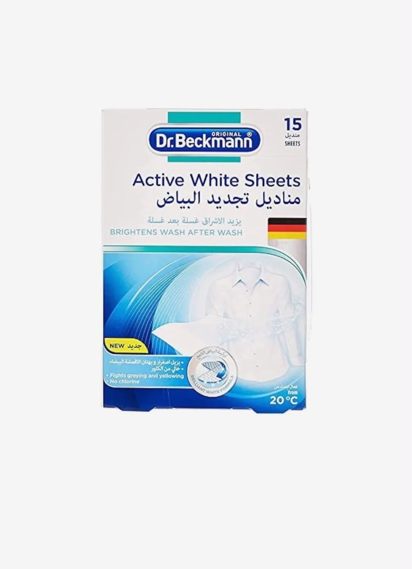 Dr. Beckmann Active White Sheets 15 Pack Laundry Whitener Anti Greying Made in G