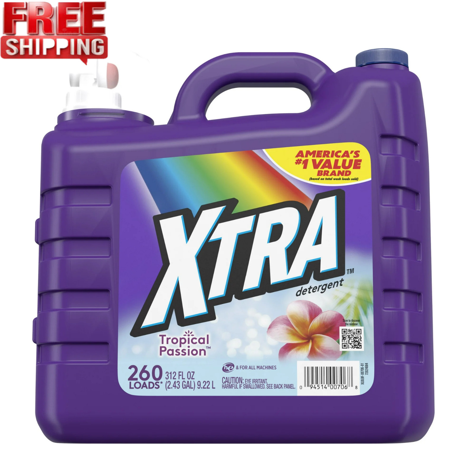 Xtra Tropical Passion, 260 Loads Liquid Laundry Detergent, 312 fl oz