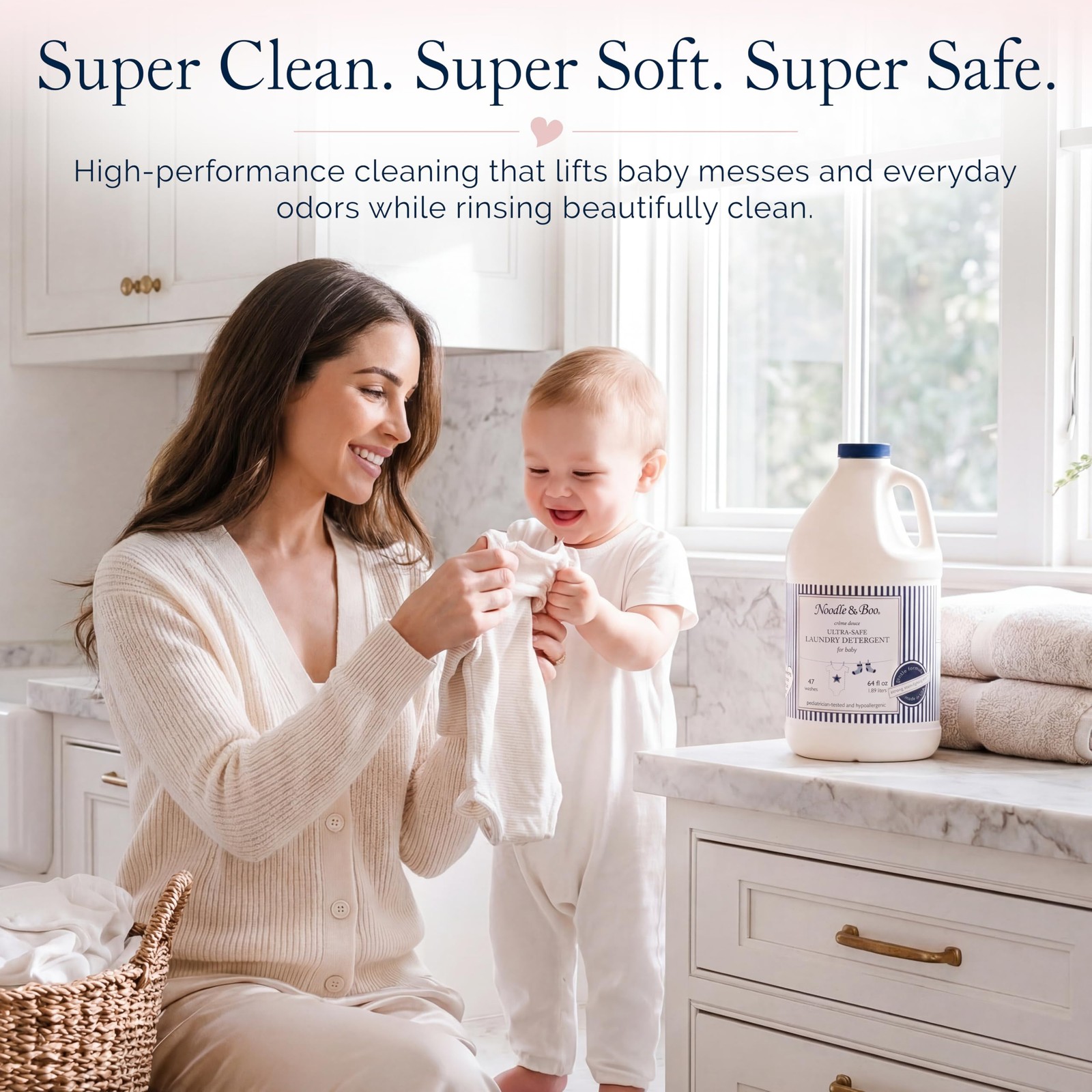 Noodle & Boo Baby Laundry Essentials Ultra-Safe 64 Fl Oz, Pink