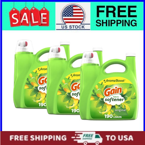 Gain Liquid Fabric Softener Original Scent 140 fl oz, 3-Pack, 190 Loads
