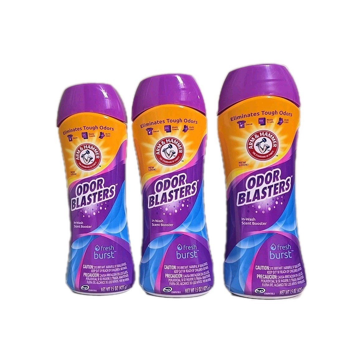 3 Pack Arm & Hammer Odor Blasters In-Wash Scent Booster Fresh Burst 15 oz Each