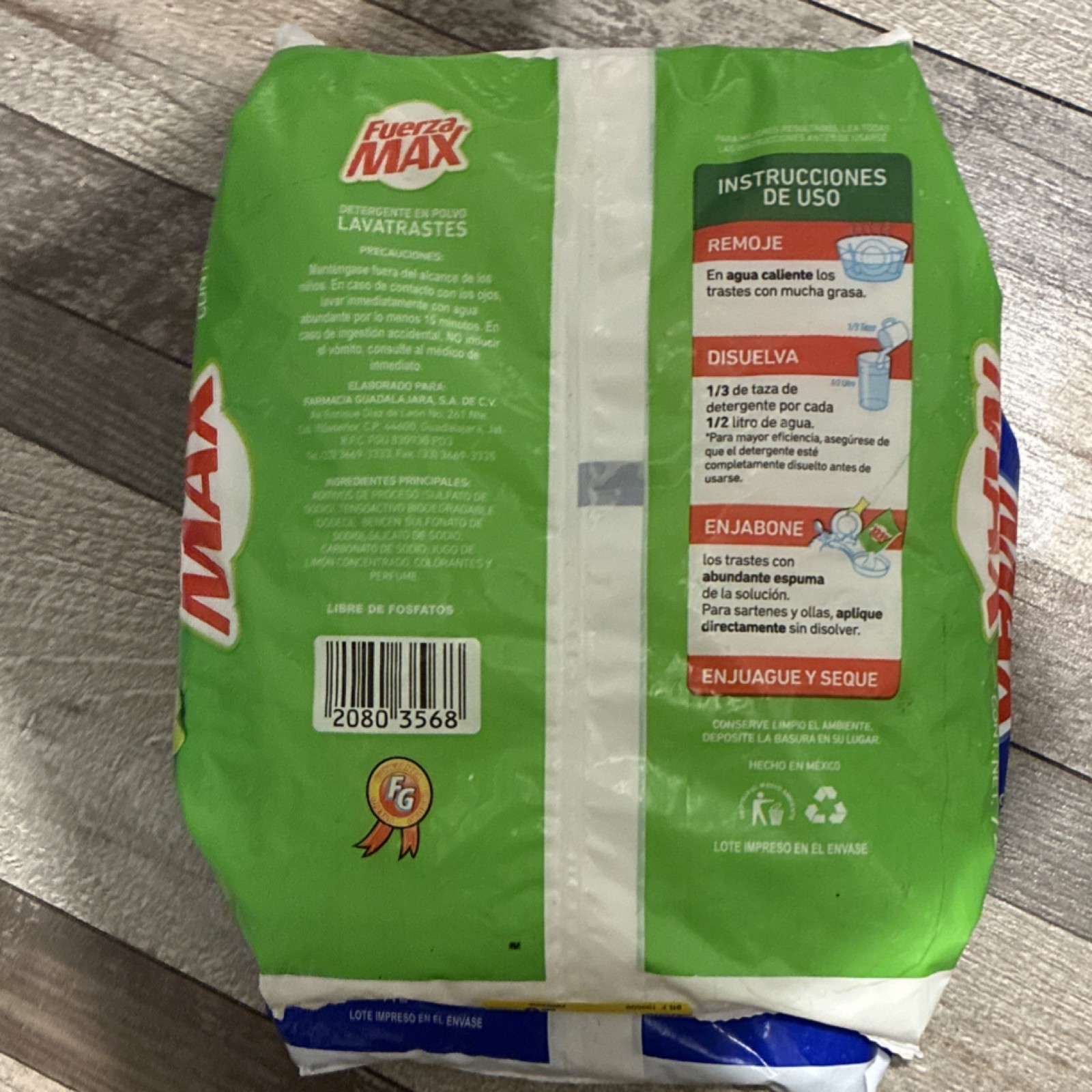 Fuerza Max Biodegradable Laundry & Dish Detergent Powder 800g 720g 2 Pack