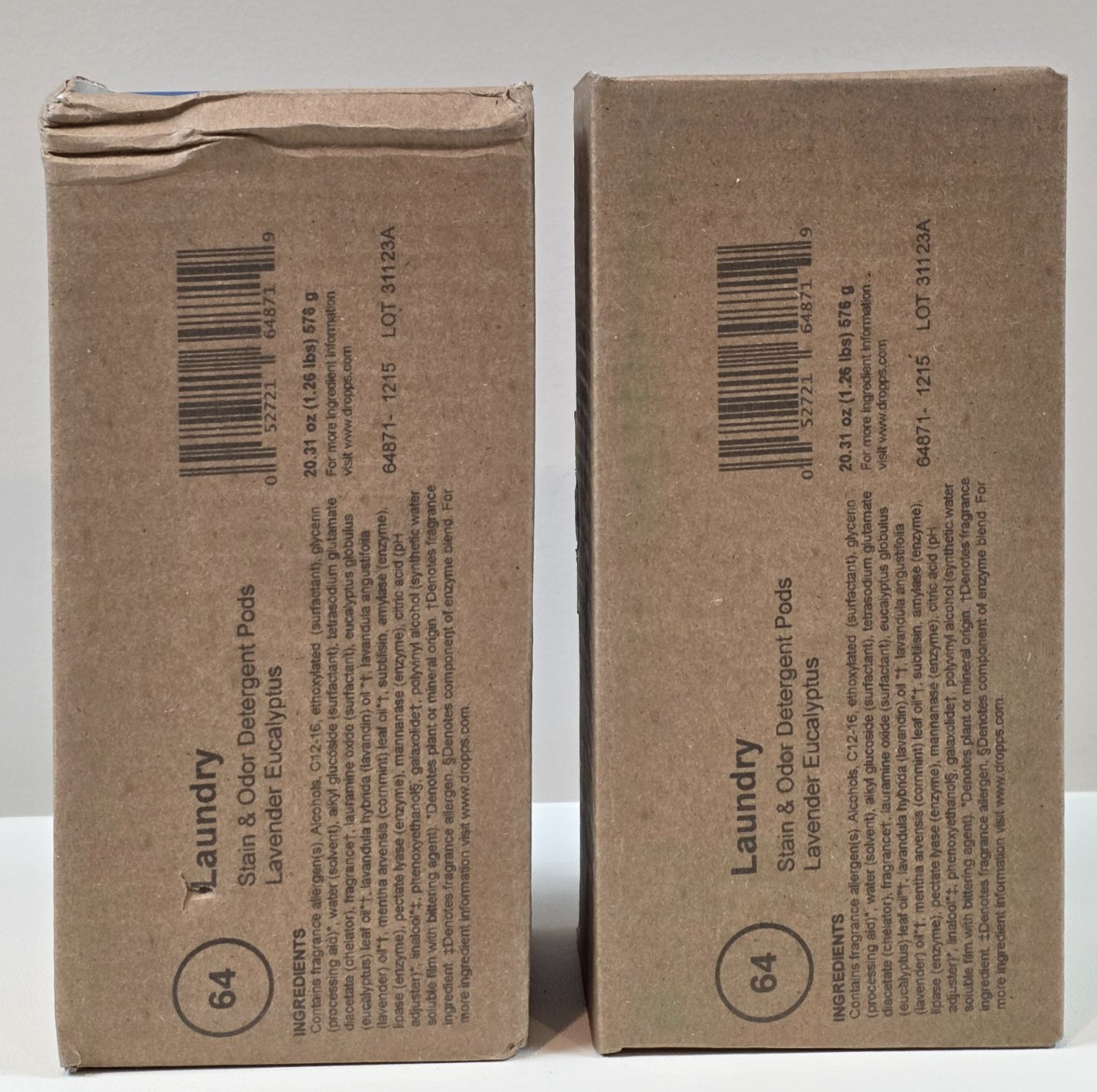 Dropps 128 Count Laundry Lavender Eucalyptus Stain & Odor Detergent 2 Box of 64
