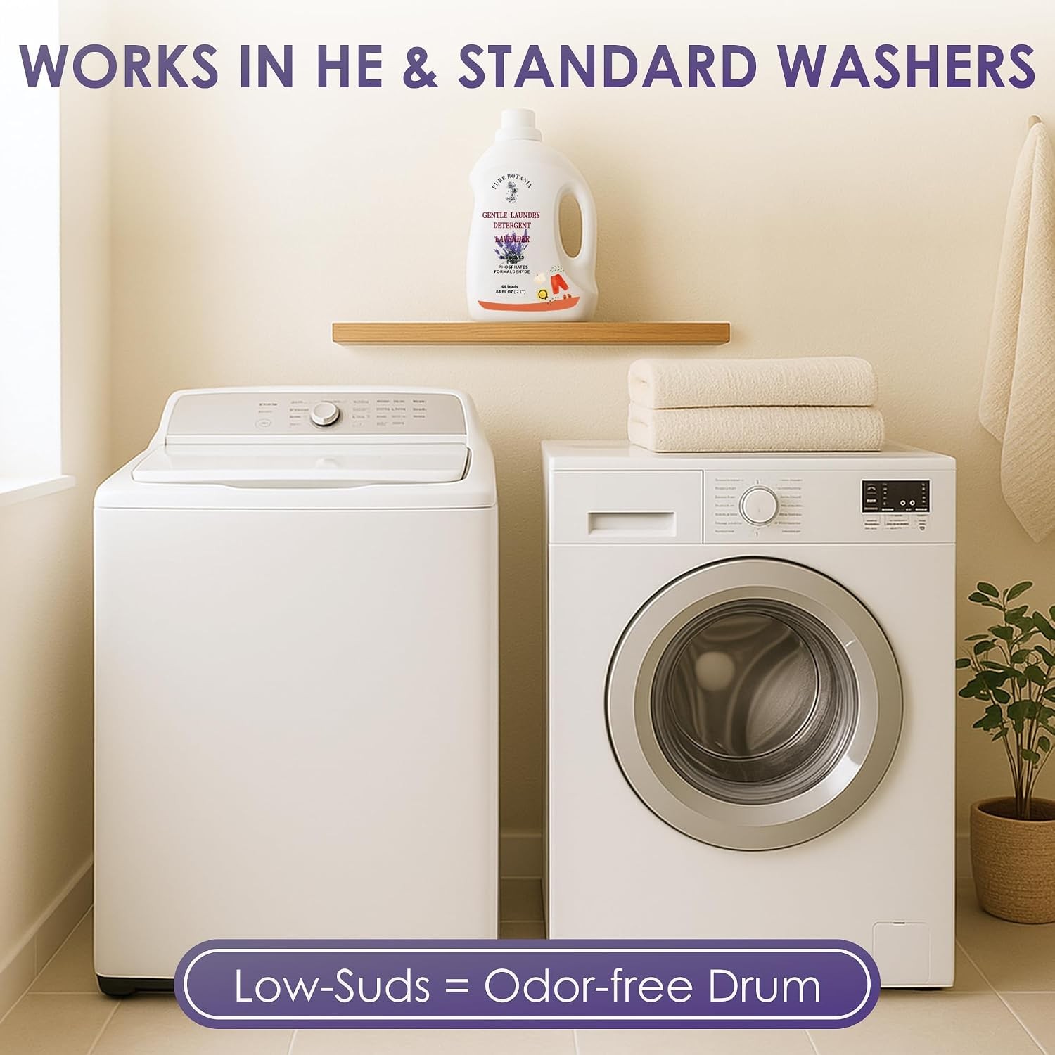 Lavender Plant-Based Hypoallergenic Laundry Detergent, Gentle & Non-Toxic Soap