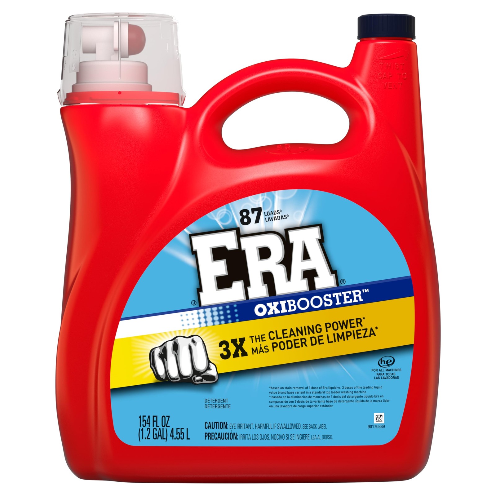 Era Oxibooster Liquid Laundry Detergent, 154 fl oz, 87 Loads Powerful Laundry