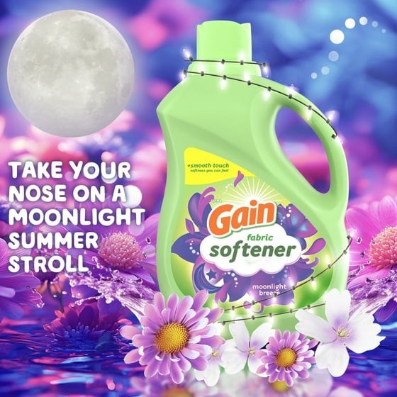 4 Pack Gain Liquid Fabric Softener Moonlight Breeze 140 fl oz 190 Loads