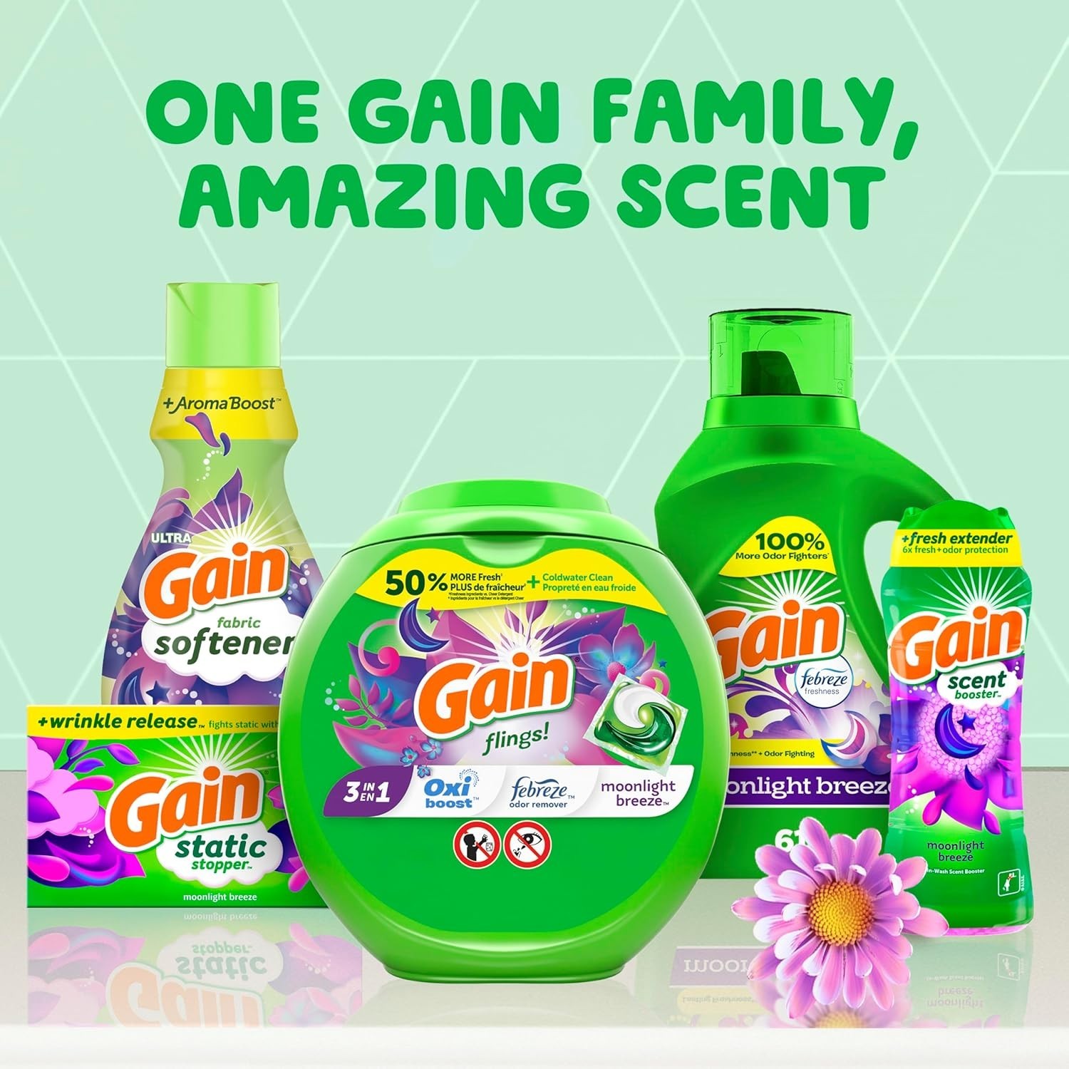 Gain + Aroma Boost Liquid Laundry Detergent, Moonlight Breeze Scent, 107 Loads,