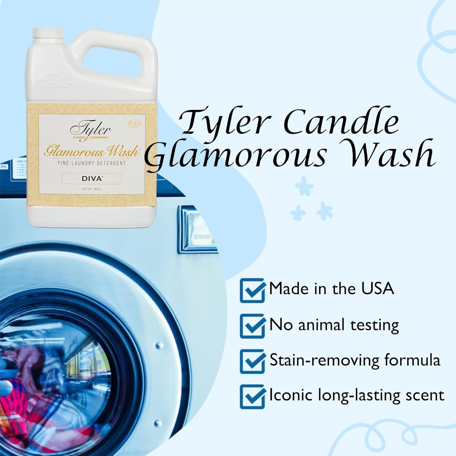 Tyler’s Diva Glam Wash Laundry Detergent, 64 Fl oz (Pack of 1) ILIOS Packaging.