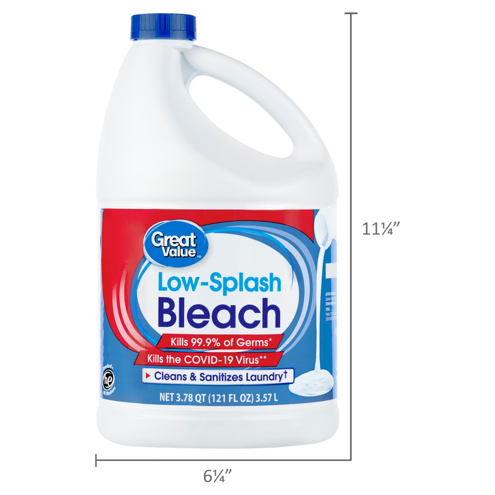 Great Value Low Splash Bleach Regular, 121 oz (Pack-2)