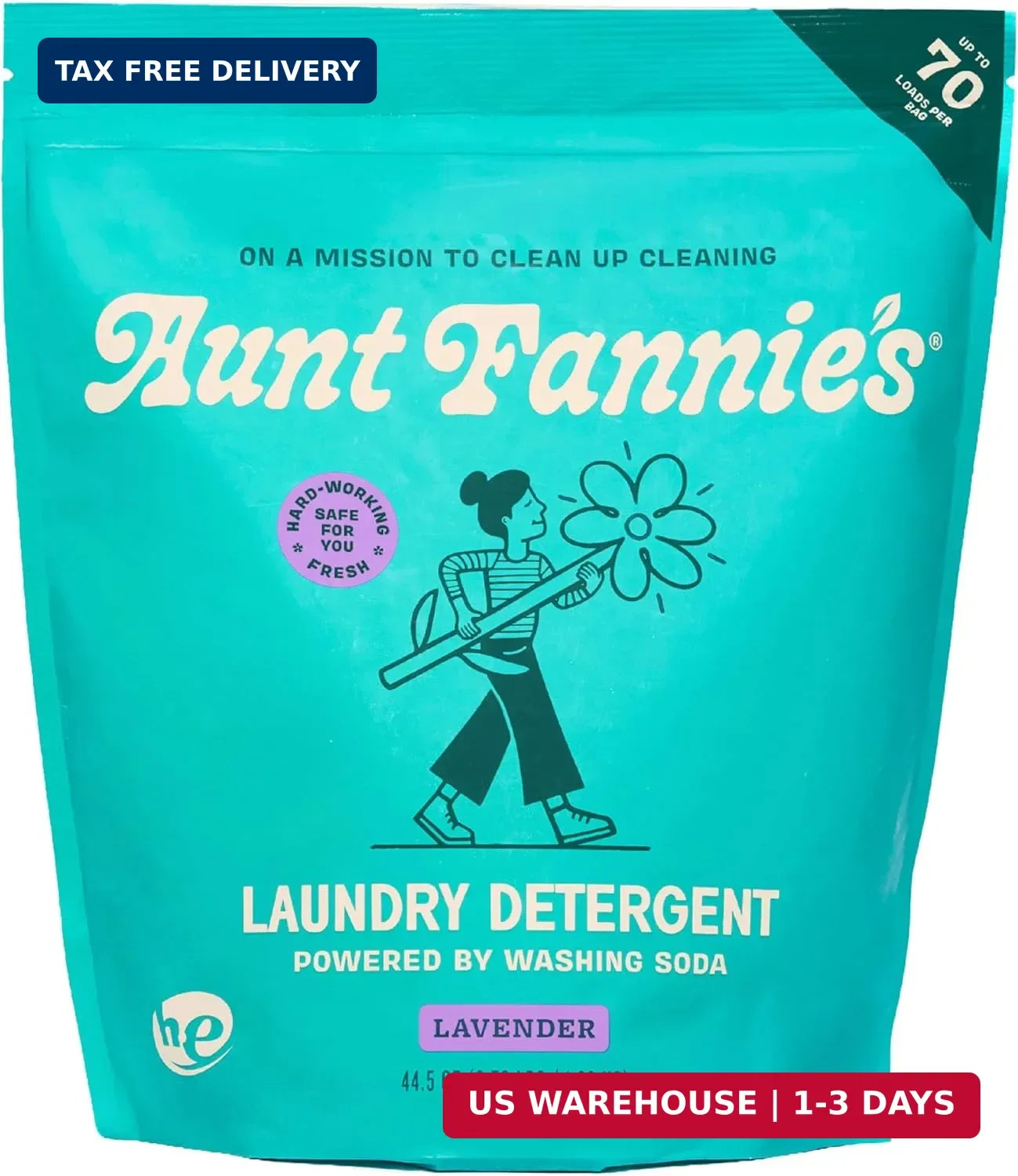 Aunt Fannie’s Powder Laundry Detergent, Deep Cleaning, Plant Based, Natural Ingr