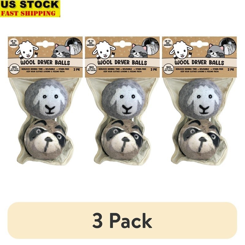 Reusable Wool Dryer Balls 2pk Eco-Friendly Chemical-Free Laundry Solution New