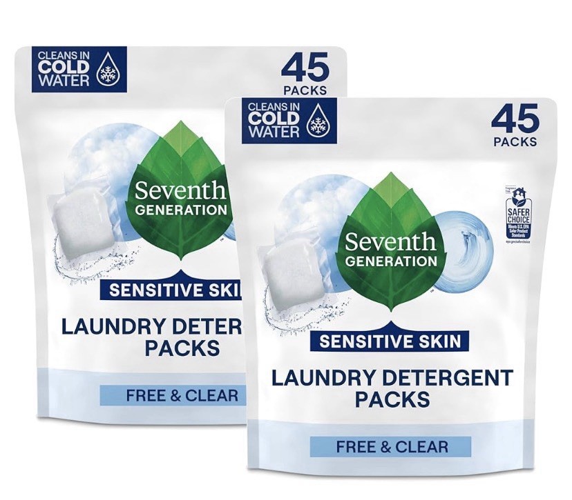 2X Seventh Generation Laundry Detergent Sensitive Skin Free & Clean 45 Ct Ea