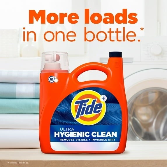 Tide Ultra Hygienic Clean Liquid Laundry Detergent, Original Scent, 117 fl oz, 8