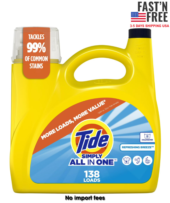 Tide Simply All-in-One Liquid Laundry Detergent, 182 fl oz, 138 loads