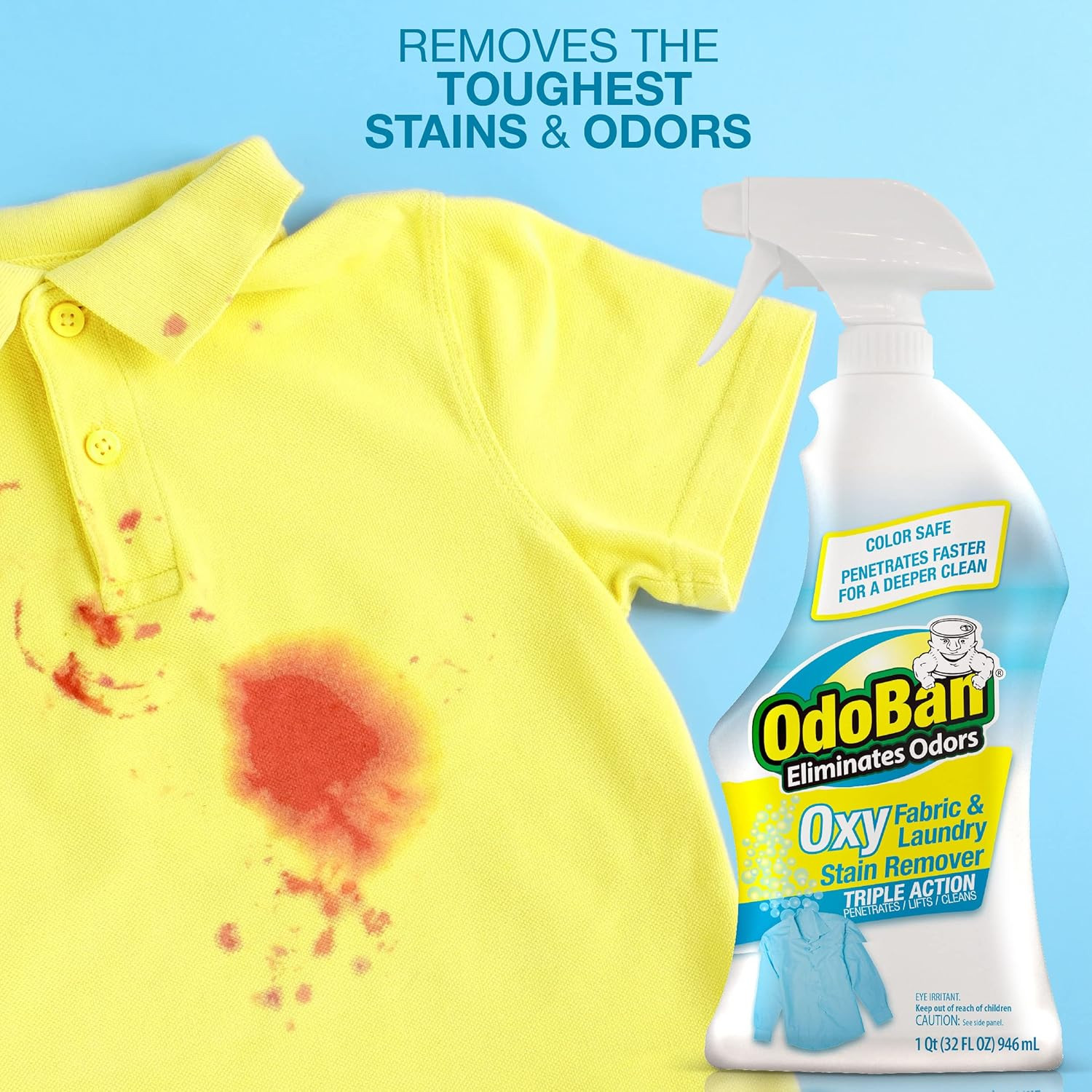 Ready-To-Use Oxy Fabric and Laundry Stain Remover, Triple Action Stain Eliminato