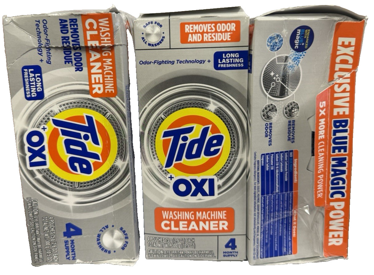 Tide Washing Machine Cleaner, Oxi Powder,Odor Eliminator & Washer Residue-3 Pack