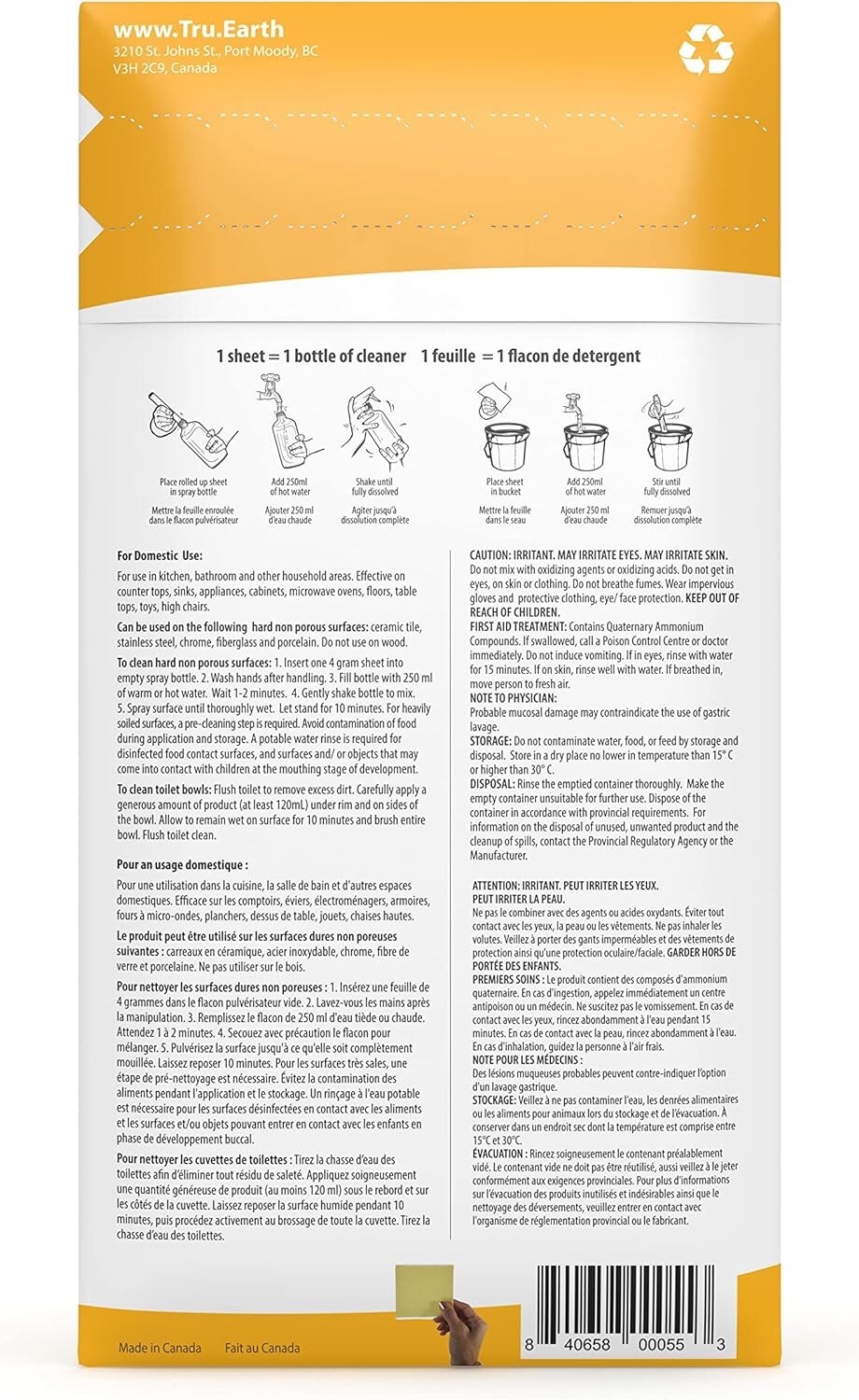 Tru Earth Multi Surface Cleaner Lemon Fresh Eco-Strips – 8 Strip Pack