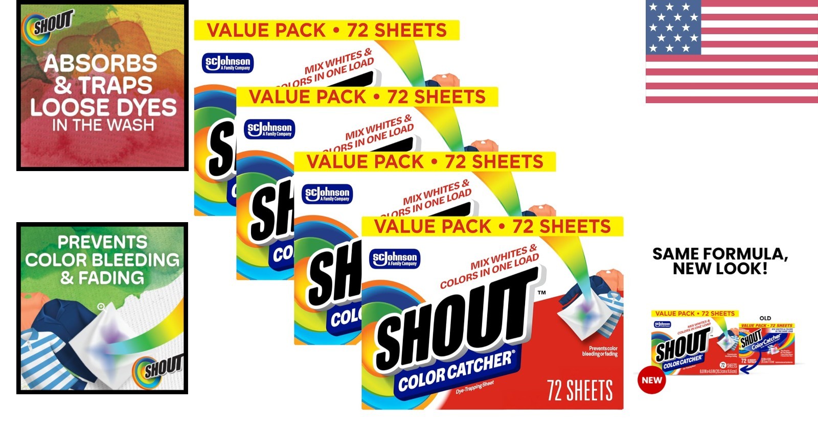 72 Count Shout Color Catcher Sheets – Keep Clothes Bright with Value Pack