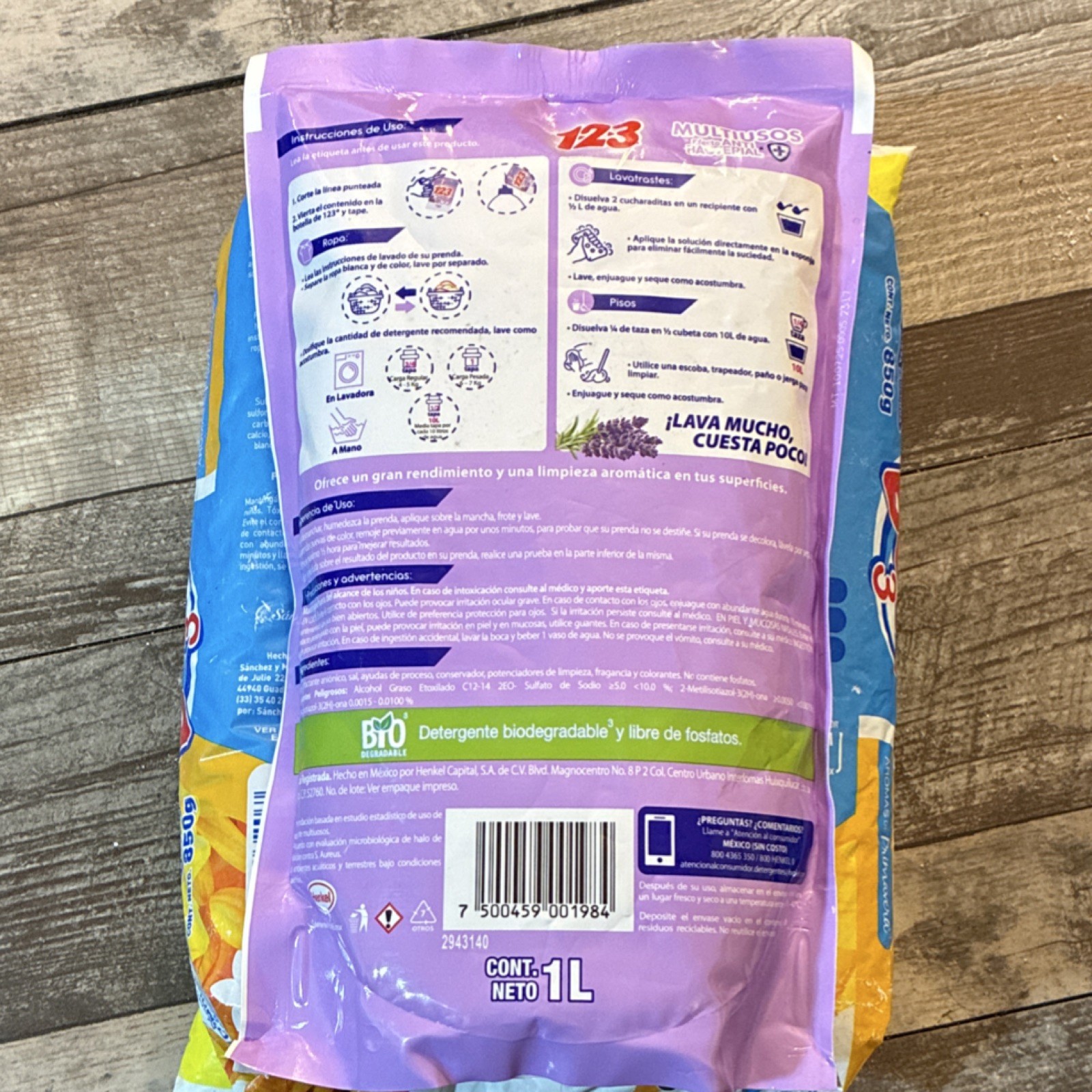 Bold 3 850g, 123 Multiusos 1L, 123 multisuos polvo Biodegradable 850g