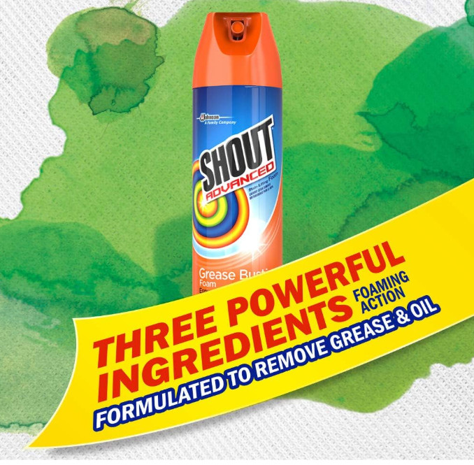 Shout Advanced Grease Busting Foam, Laundry Stain Remover, 18 oz