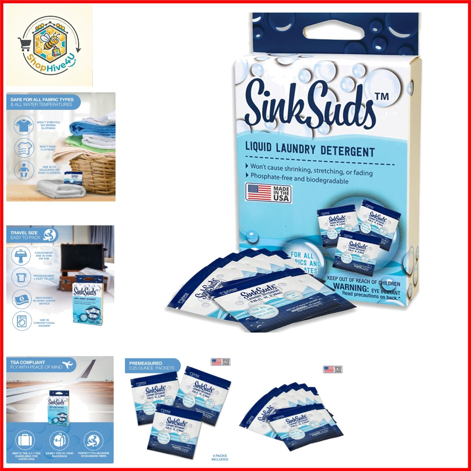 SinkSuds Laundry Detergent, Travel Size Liquid Soap, TSA Compliant, Safe For …