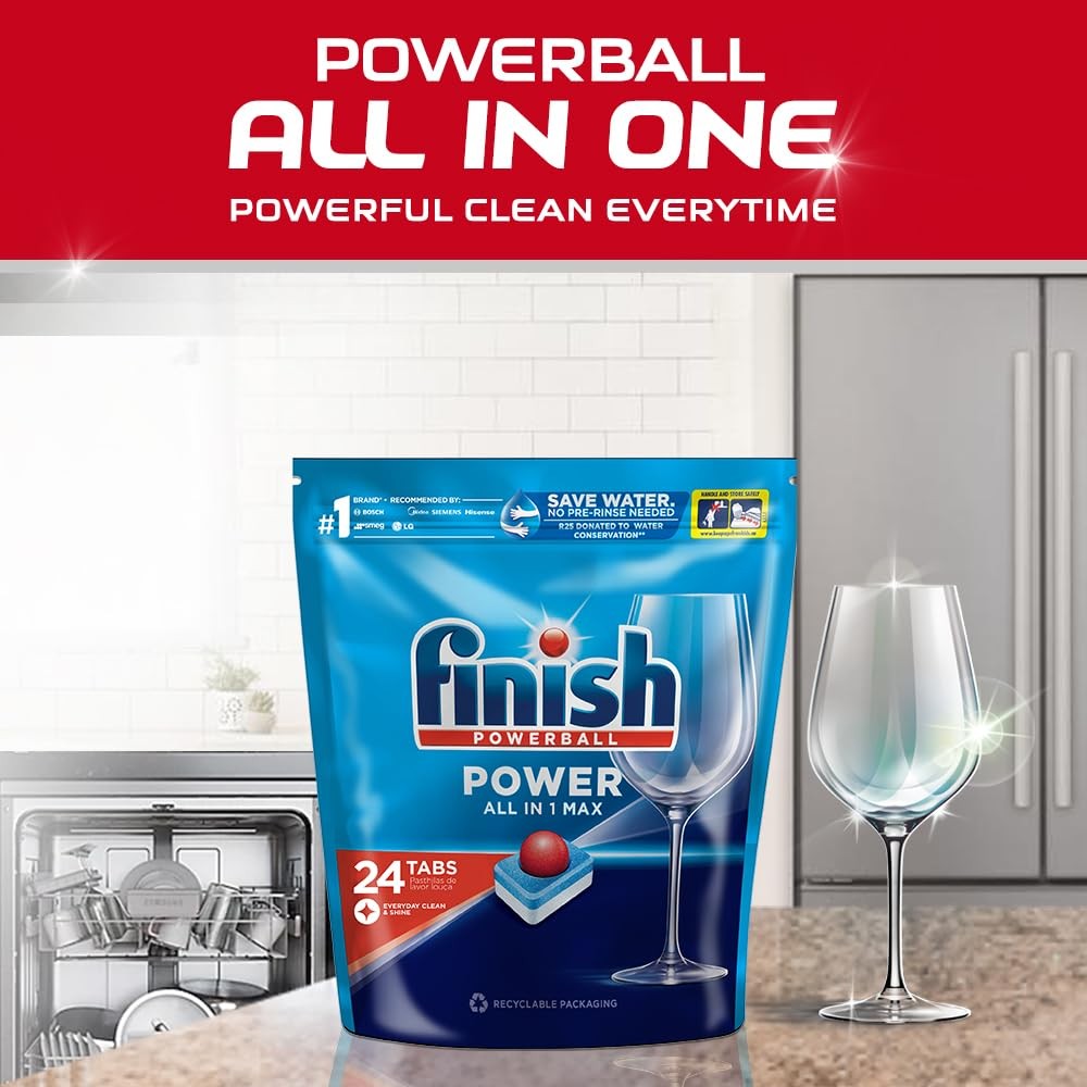 Finish Powerball All in 1 Max Dishwasher Tablets 24 Count – #1 Brand