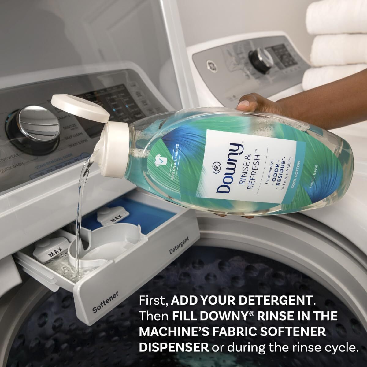 Downy Rinse And Refresh Fabric Rinse 48 Fl Oz Odor Remover Cool Cotton Scent