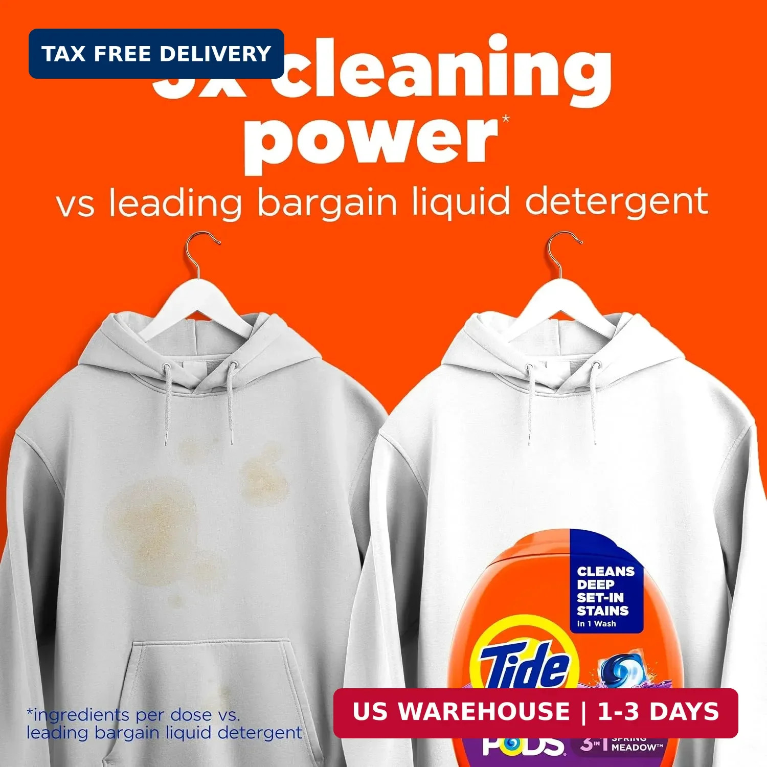 Tide PODS laundry detergent pacs, 3-in-1 Stain Remover, Odor Fighter, Color Prot