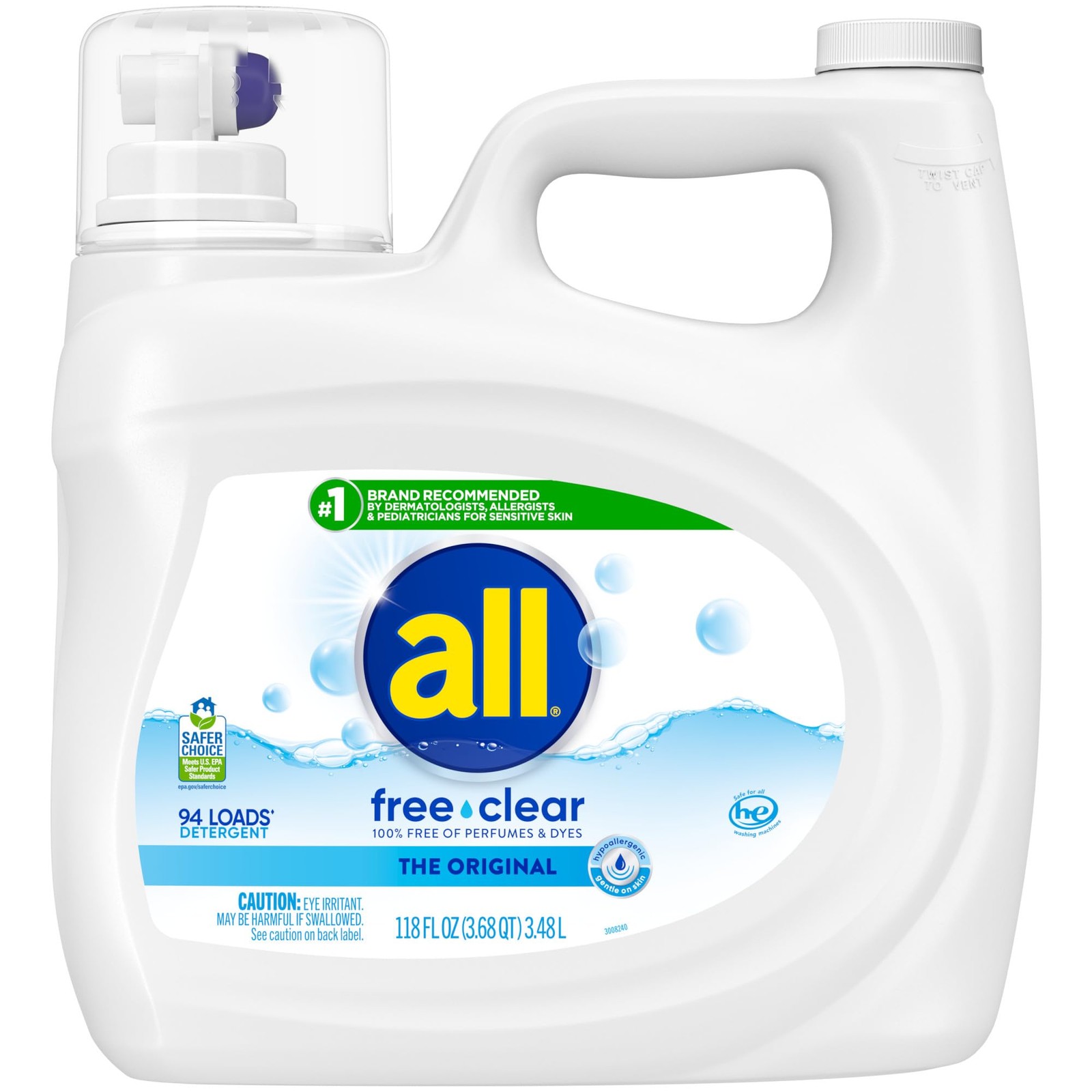 Liquid Laundry Detergent Free Clear, 118 Ounce, 94 Loads