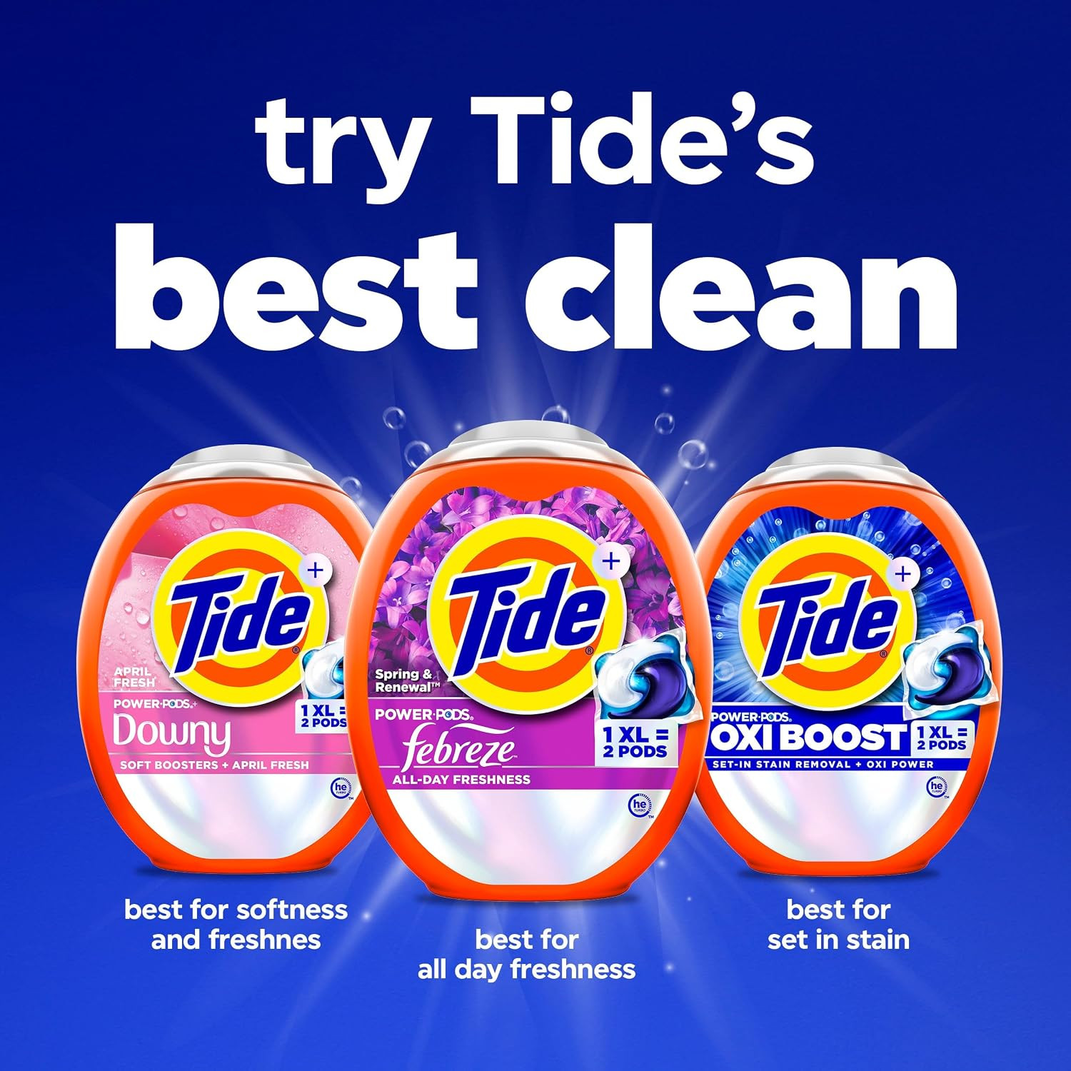 Tide Power Pods with Febreze Laundry Detergent Pacs, 45 Count, Spring & Renewal